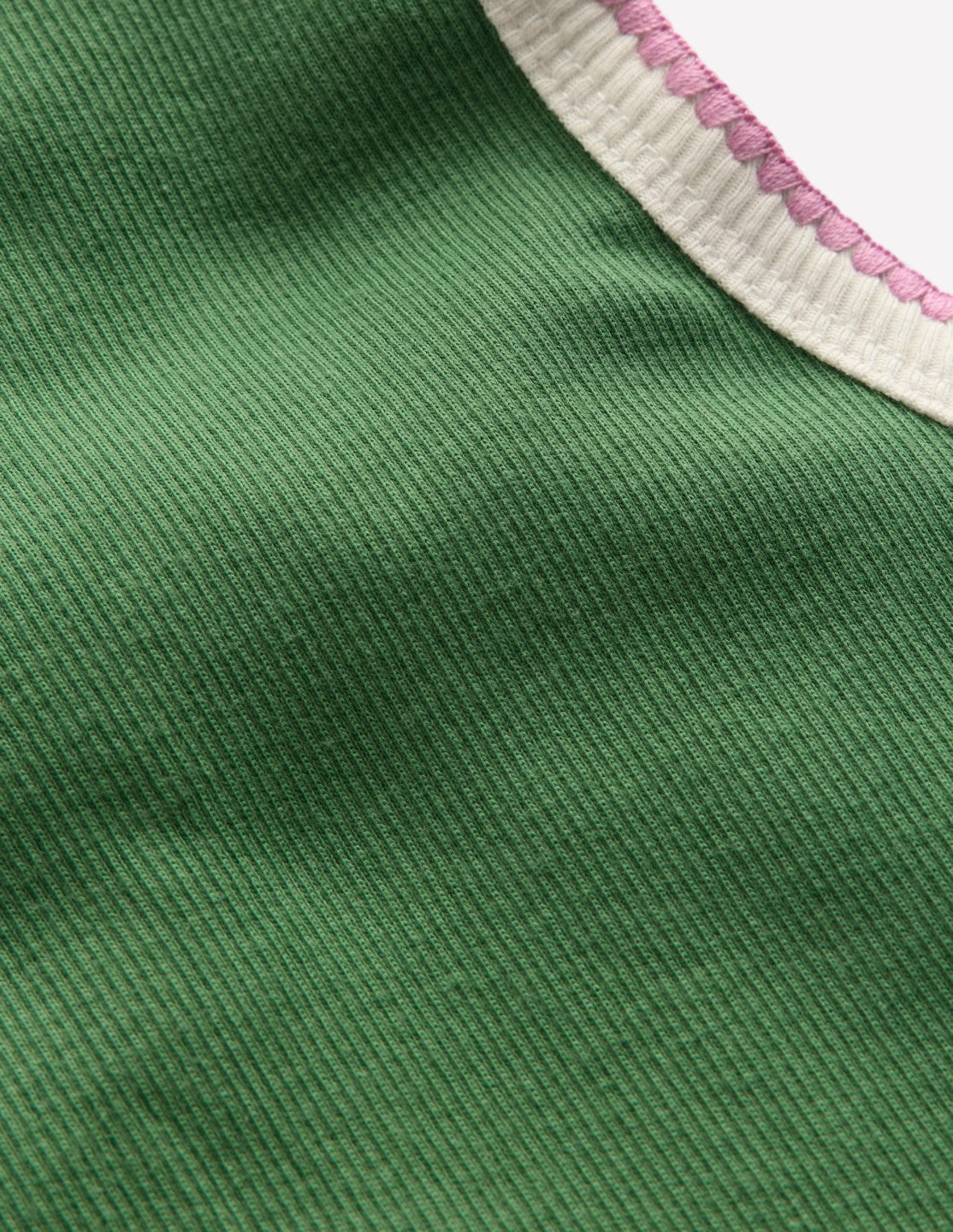 Crochet Trim Ribbed Vest-Willow Green / Boden Sale