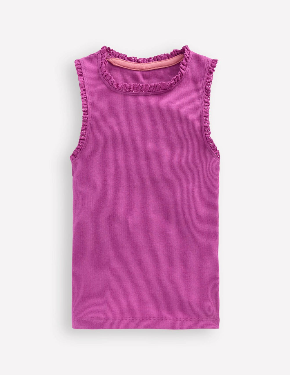 Ribbed Lace Trim Tank-Purple / Boden Outlet