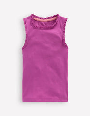 Ribbed Lace Trim Tank-Purple / Boden Outlet