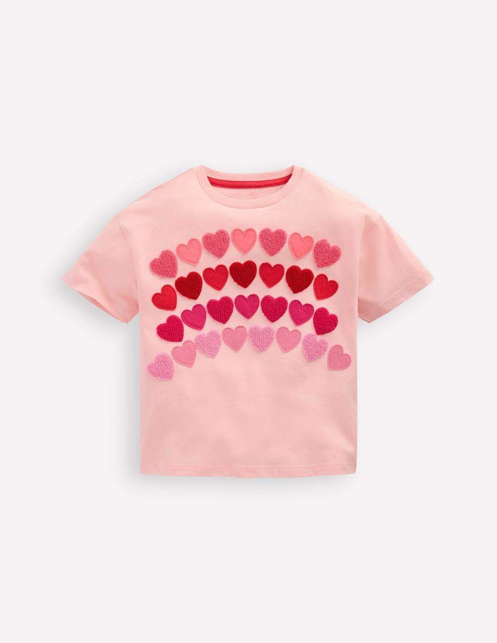 Relaxed Applique T-shirt-Chalk Pink Heart rainbow / Boden Discount