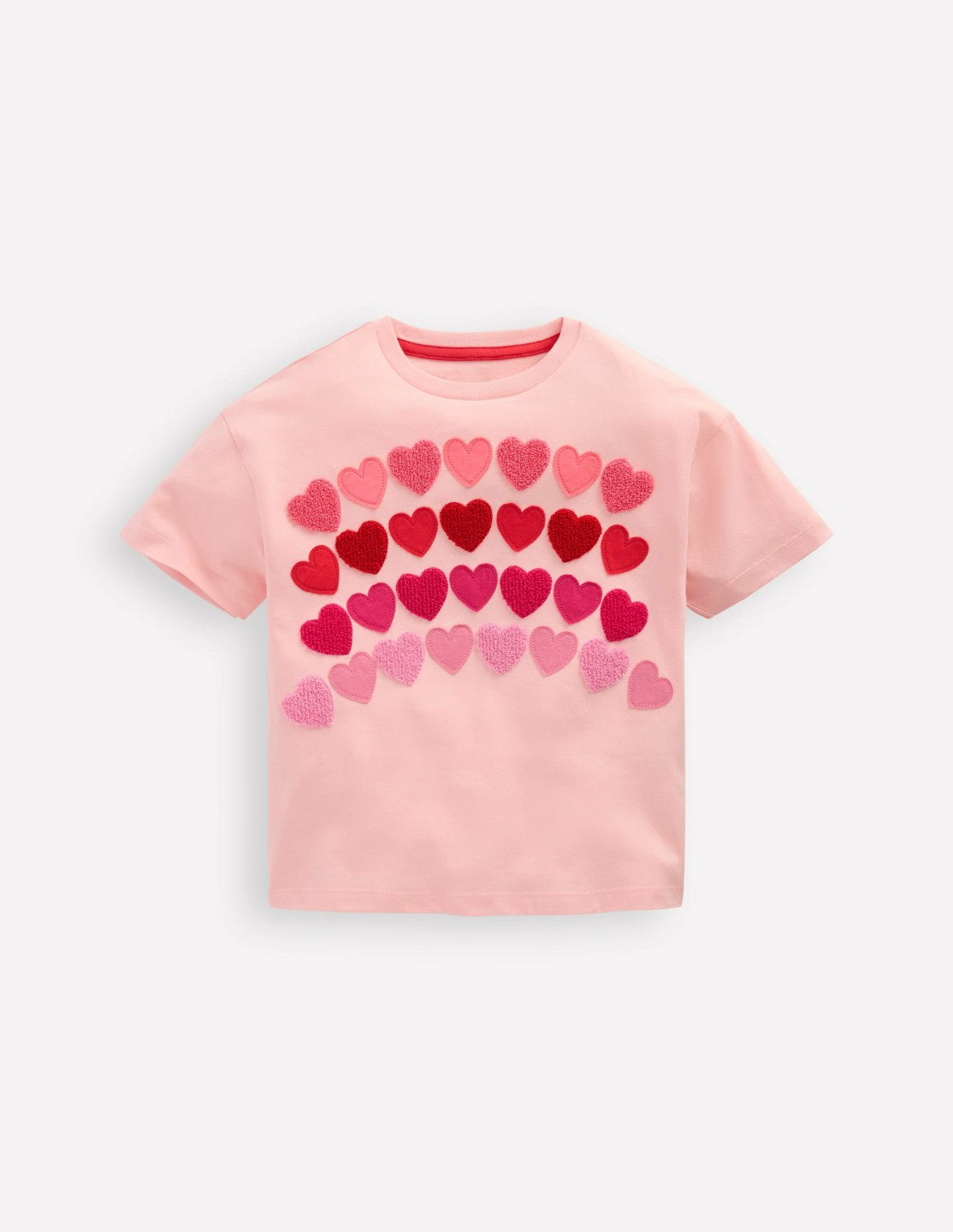 Relaxed Applique T-shirt-Chalk Pink Heart rainbow / Boden Discount