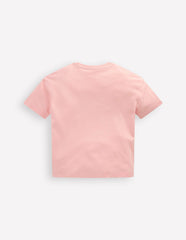 Relaxed Applique T-shirt-Chalk Pink Heart rainbow / Boden Discount