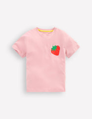 Short Sleeve Printed T-Shirt-Pink Strawberries / Boden On sale