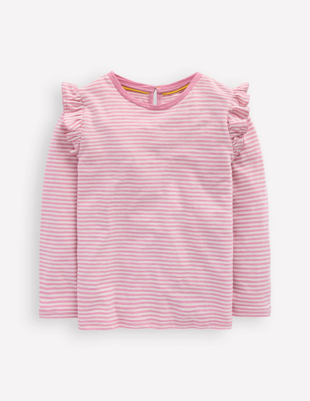 Frill Sleeve Slub Top-Soft Ivory/Pink Haze Stripe / Boden us