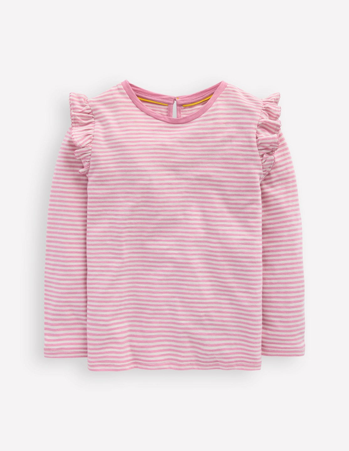 Frill Sleeve Slub Top-Soft Ivory/Pink Haze Stripe / Boden us