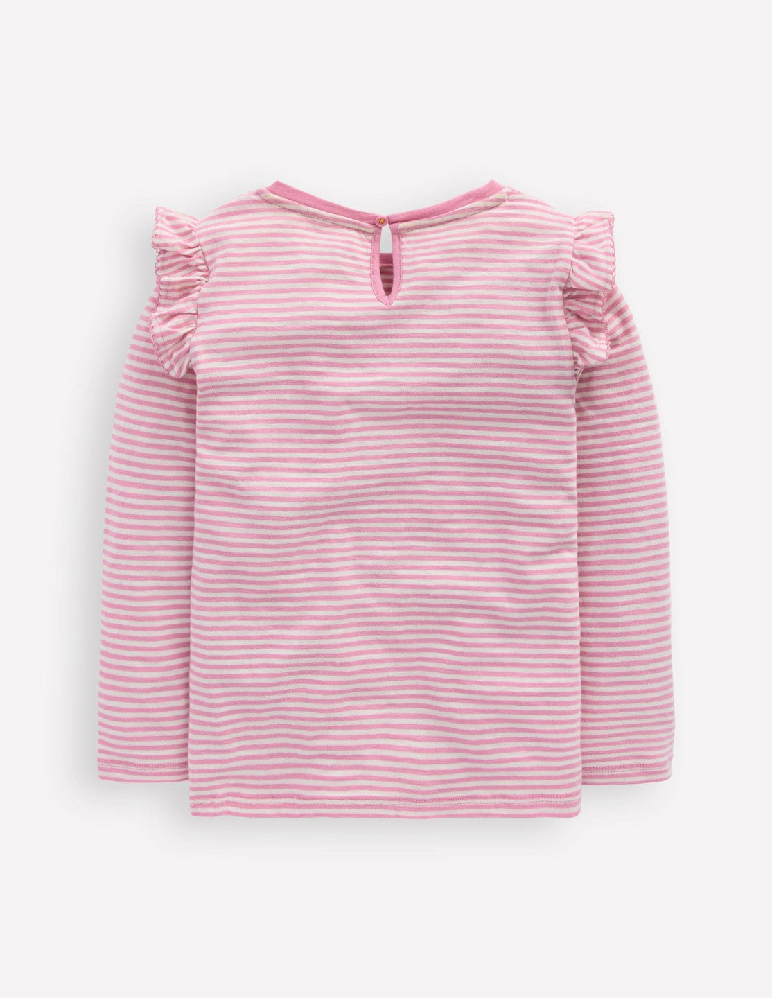 Frill Sleeve Slub Top-Soft Ivory/Pink Haze Stripe / Boden us