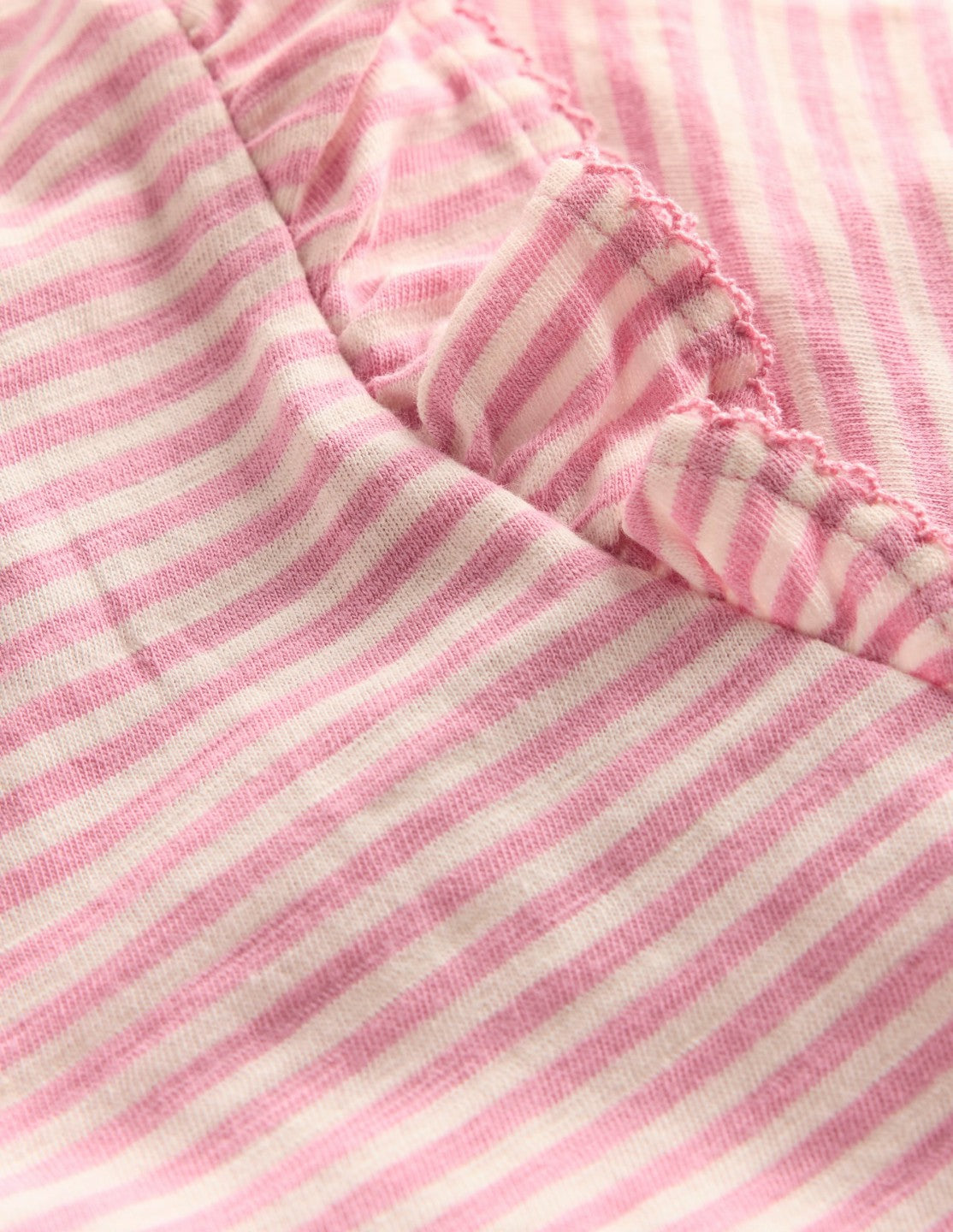 Frill Sleeve Slub Top-Soft Ivory/Pink Haze Stripe / Boden us