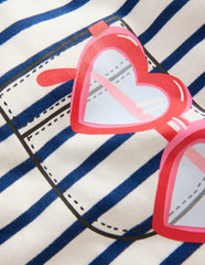 Relaxed Applique T-shirt-Navy Stripe Sunglasses / Boden