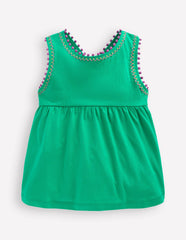 Cross-Back Pom Trim Top-Aquamarine Blue / Boden On sale