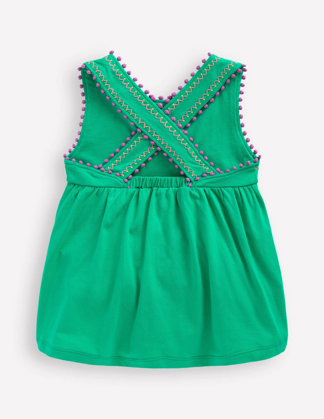 Cross-Back Pom Trim Top-Aquamarine Blue / Boden On sale