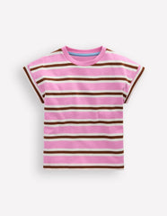 Short Sleeve Sweat Top-Water Lilly Pink/ Russet / Boden us