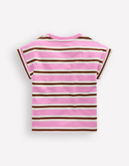 Short Sleeve Sweat Top-Water Lilly Pink/ Russet / Boden us