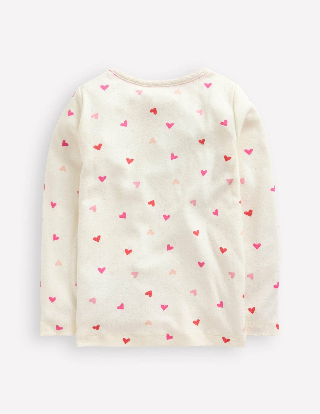 Long Sleeve Pointelle Top-Soft Ivory Hearts / Boden