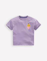 Short Sleeve Printed T-Shirt-Purple Ice Creams / Boden Sale