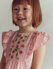 Embroidered Frilly Woven Top-Lotus Strawberries / Boden Online