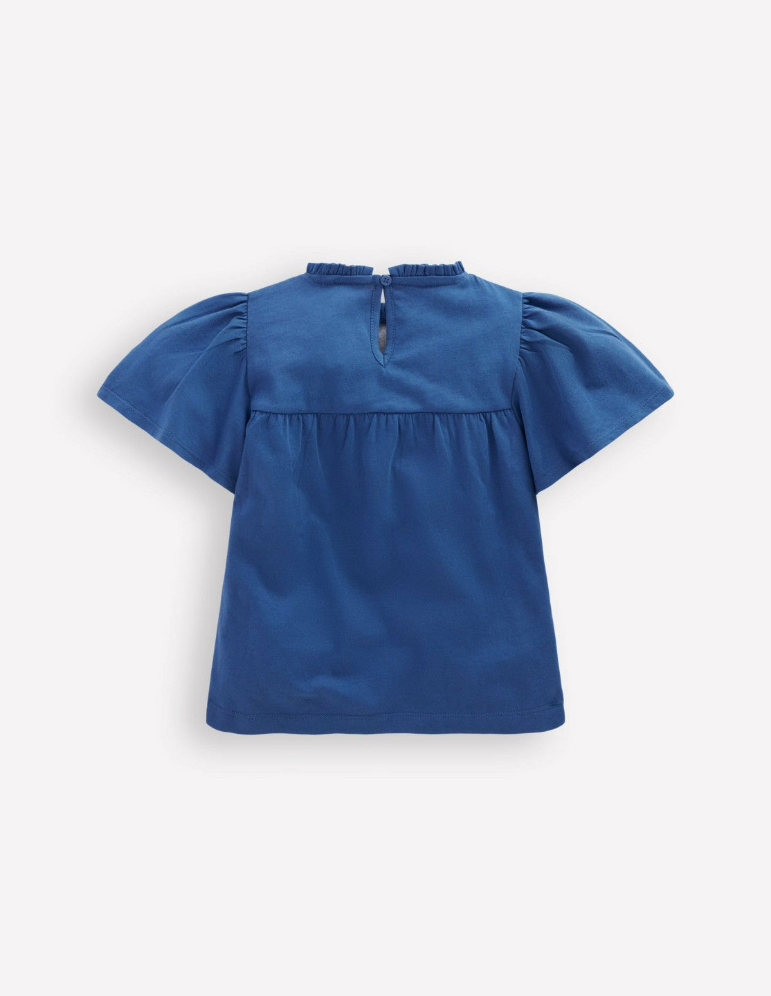 Embroidered Flutter Sleeve Top-Sapphire Blue / Boden