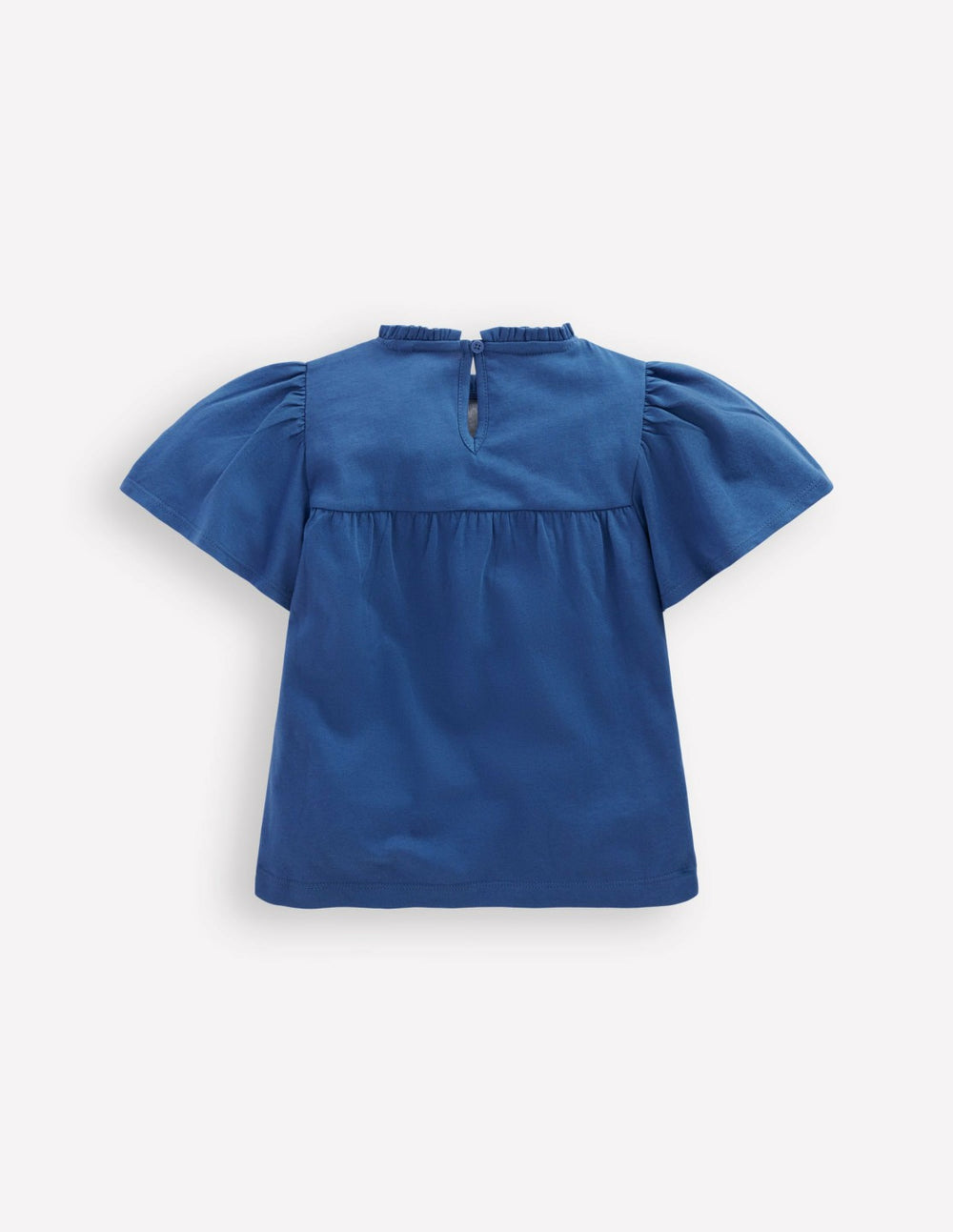 Embroidered Flutter Sleeve Top-Sapphire Blue / Boden