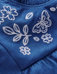 Embroidered Flutter Sleeve Top-Sapphire Blue / Boden