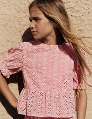 Peplum Woven Top-Almond Pink Broderie / Boden Sale