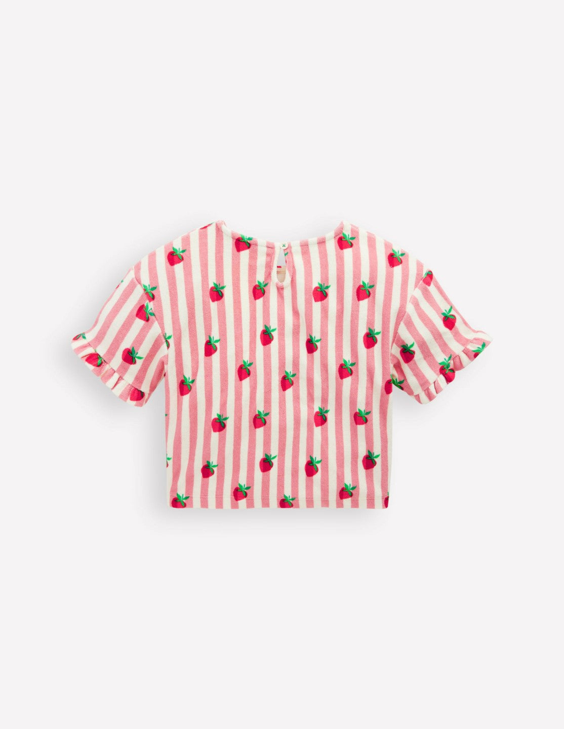 Dropped Shoulder Towelling Top-Blush Strawberry Stripe / Boden Online