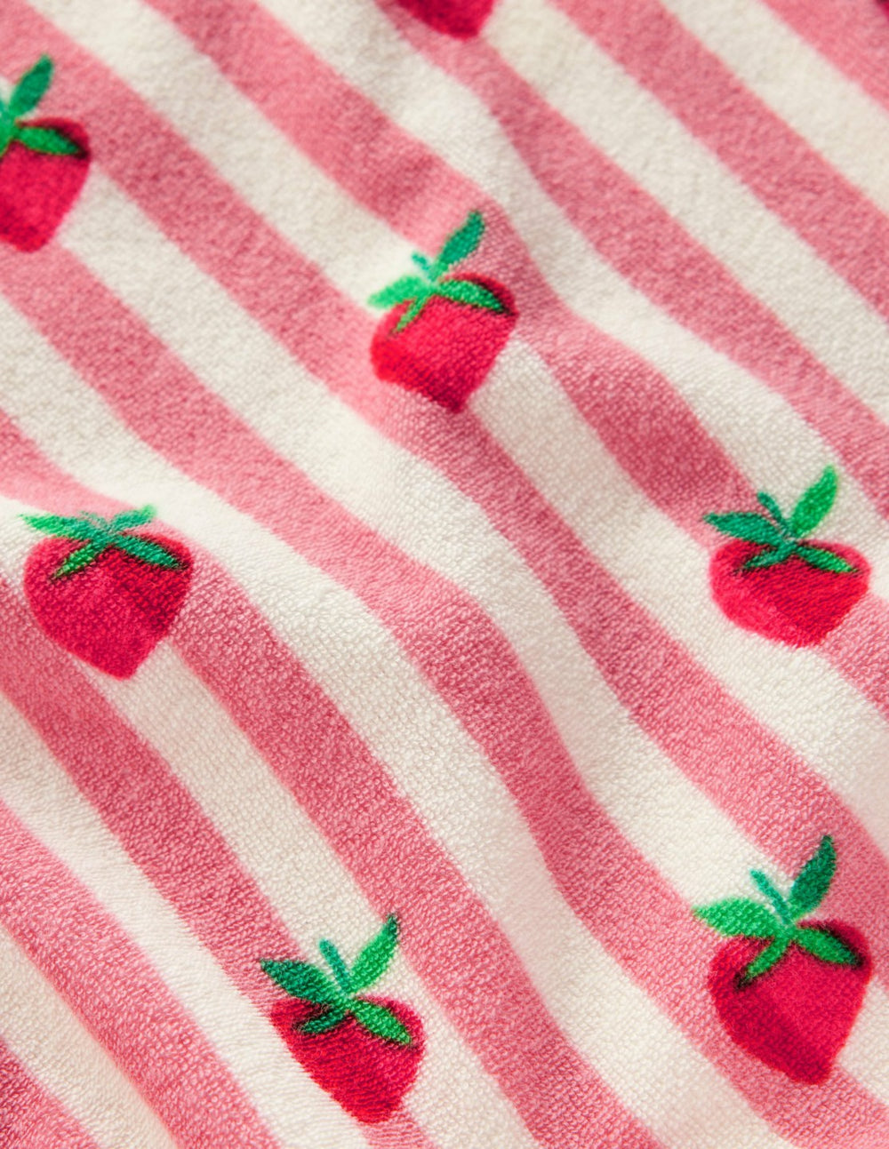 Dropped Shoulder Towelling Top-Blush Strawberry Stripe / Boden Online