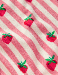 Dropped Shoulder Towelling Top-Blush Strawberry Stripe / Boden Online