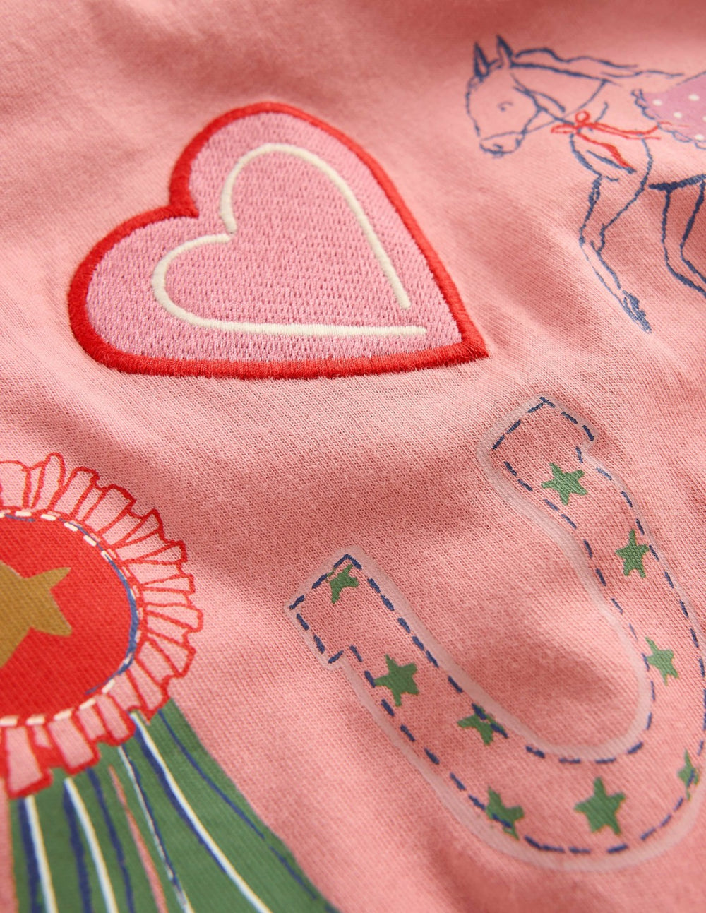 Pretty Frill T-shirt-Almond Pink Equestrian / Boden Outlet