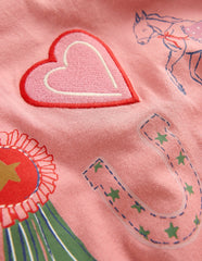 Pretty Frill T-shirt-Almond Pink Equestrian / Boden Outlet