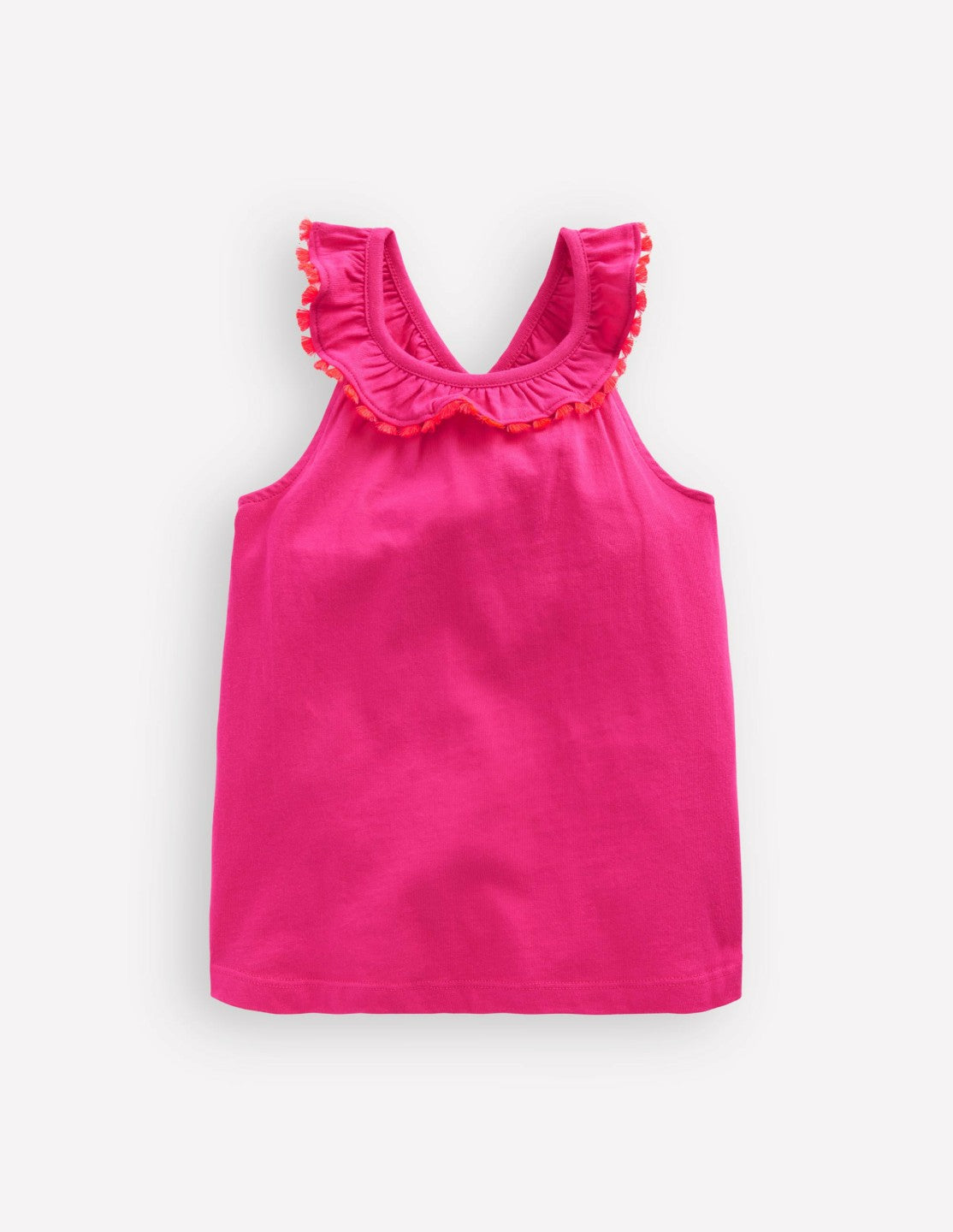 Ruffle Neck Trim Top-Brillant Pink / Boden Discount