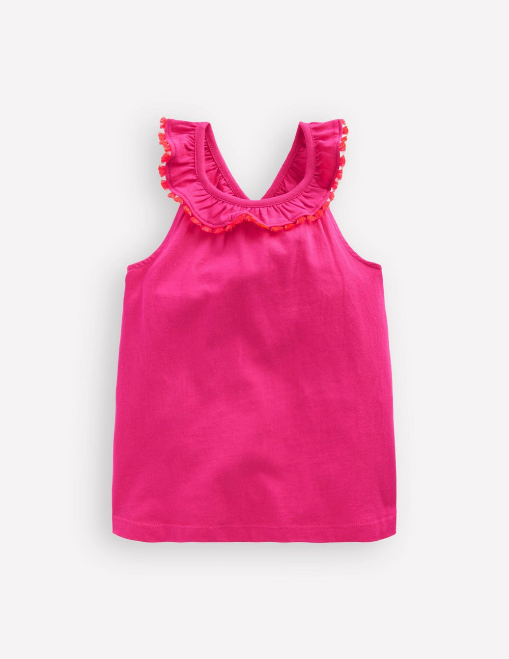 Ruffle Neck Trim Top-Brillant Pink / Boden Discount