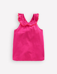 Ruffle Neck Trim Top-Brillant Pink / Boden Discount