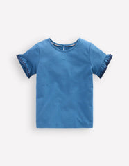 Ruffle Sleeve T-shirt-Delft / Boden us