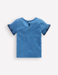 Ruffle Sleeve T-shirt-Delft / Boden us