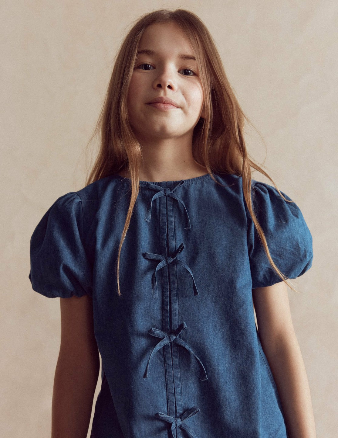 Bow Front Woven Top-Chambray / Boden