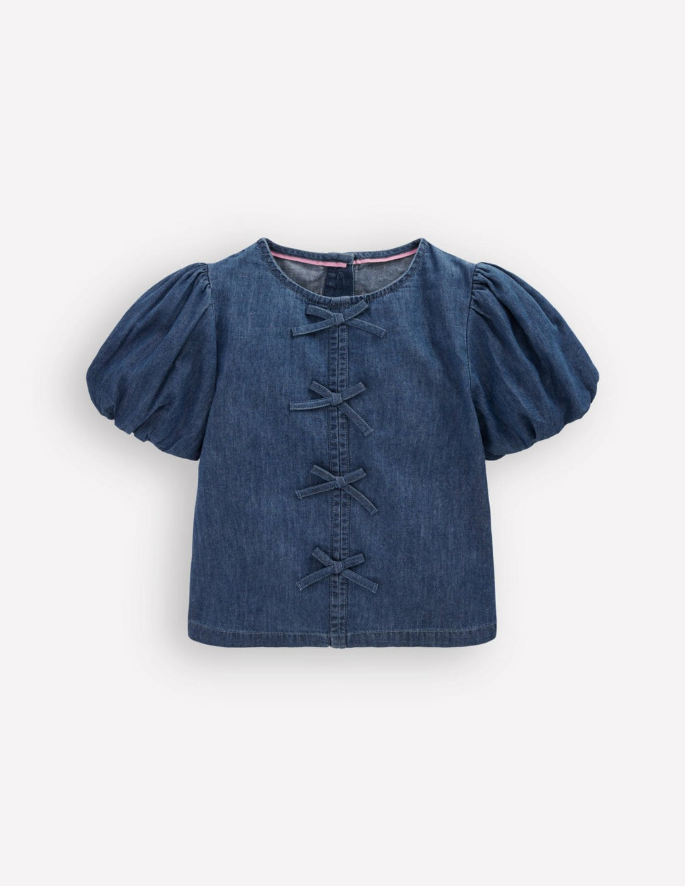 Bow Front Woven Top-Chambray / Boden