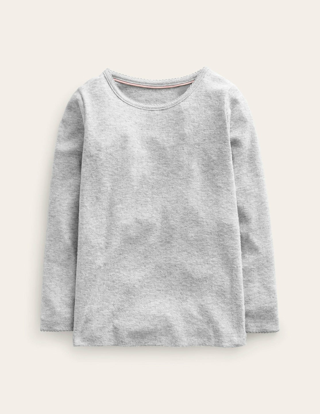 Long Sleeve Pointelle Top-Grey Marl / Boden Online