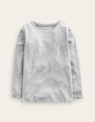 Long Sleeve Pointelle Top-Grey Marl / Boden Online
