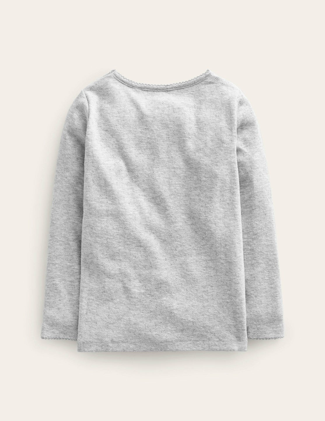 Long Sleeve Pointelle Top-Grey Marl / Boden Online
