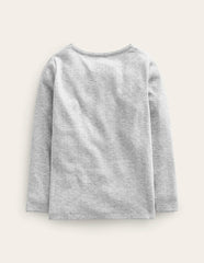 Long Sleeve Pointelle Top-Grey Marl / Boden Online