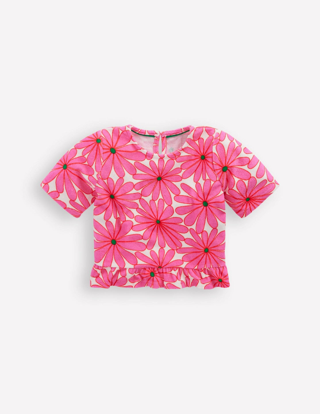 Peplum Towelling Top-Festival Pink Giant Daisy / Boden Discount