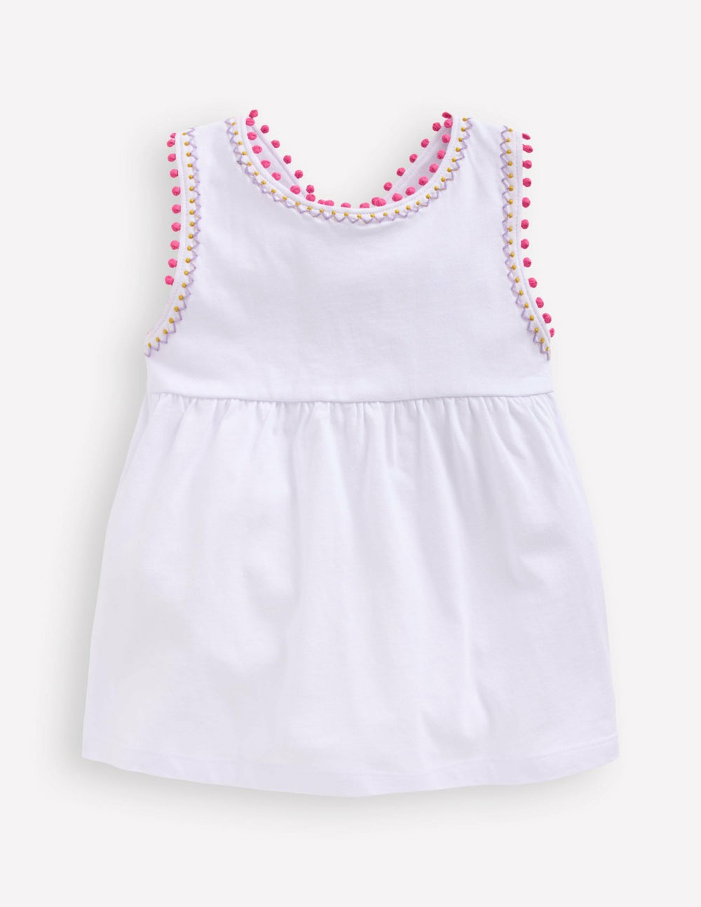 Cross-Back Pom Trim Top-White / Boden On sale