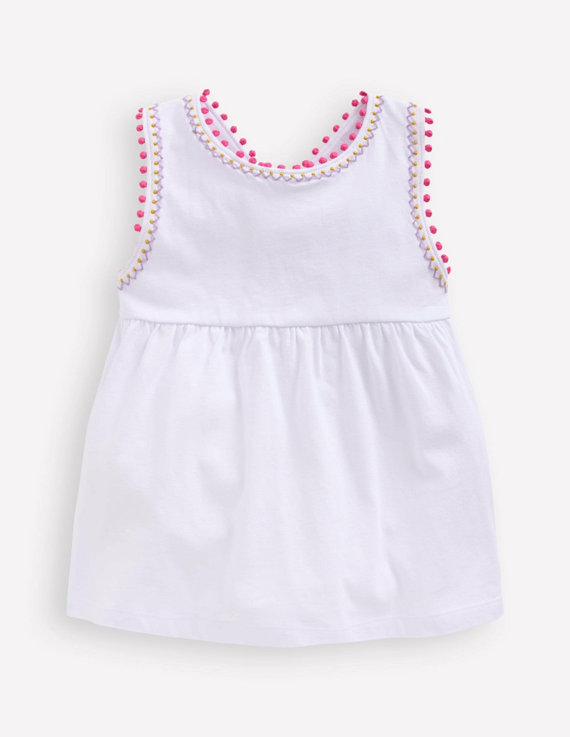 Cross-Back Pom Trim Top-White / Boden On sale