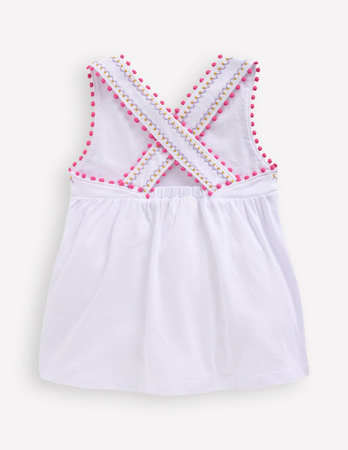 Cross-Back Pom Trim Top-White / Boden On sale