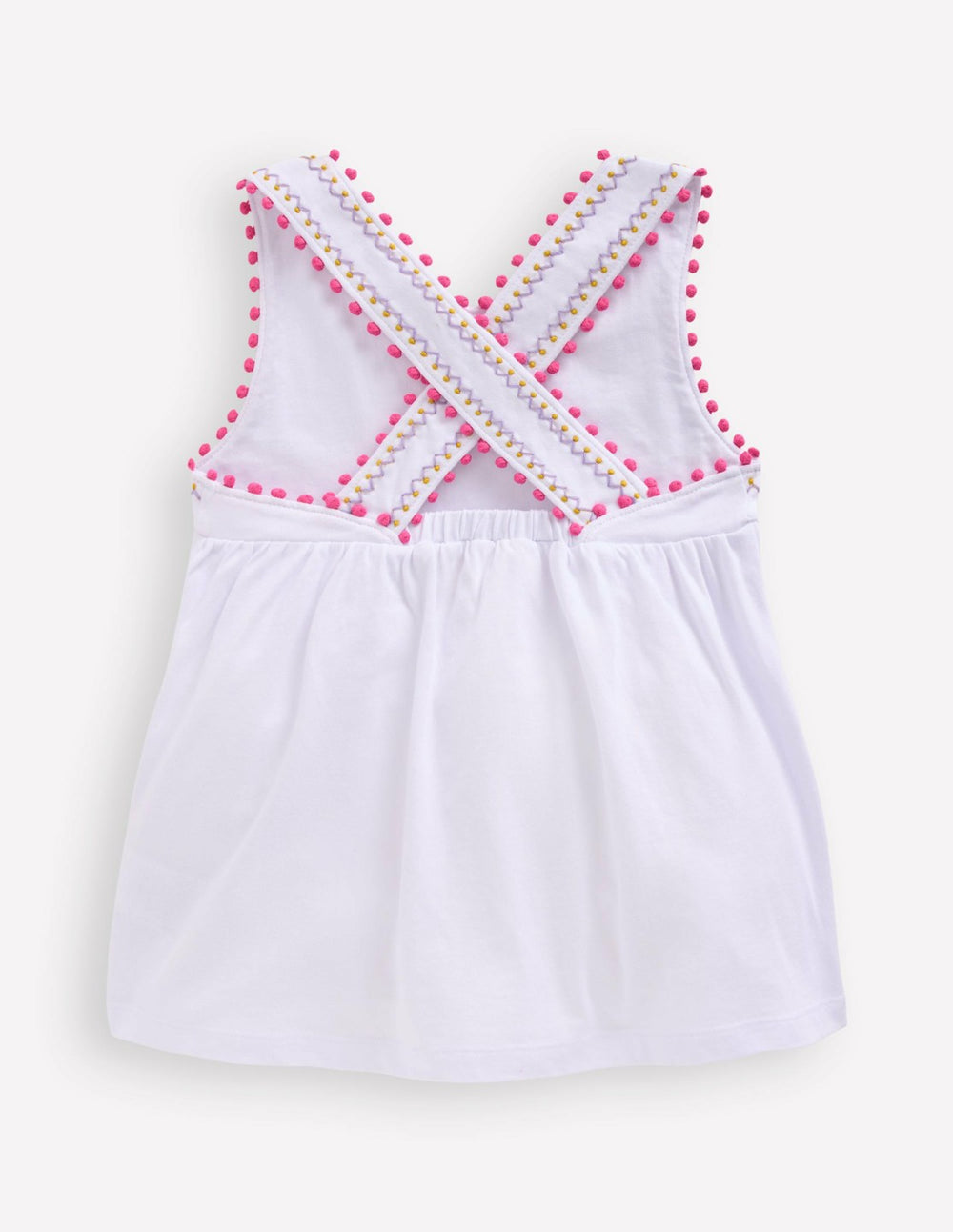 Cross-Back Pom Trim Top-White / Boden On sale