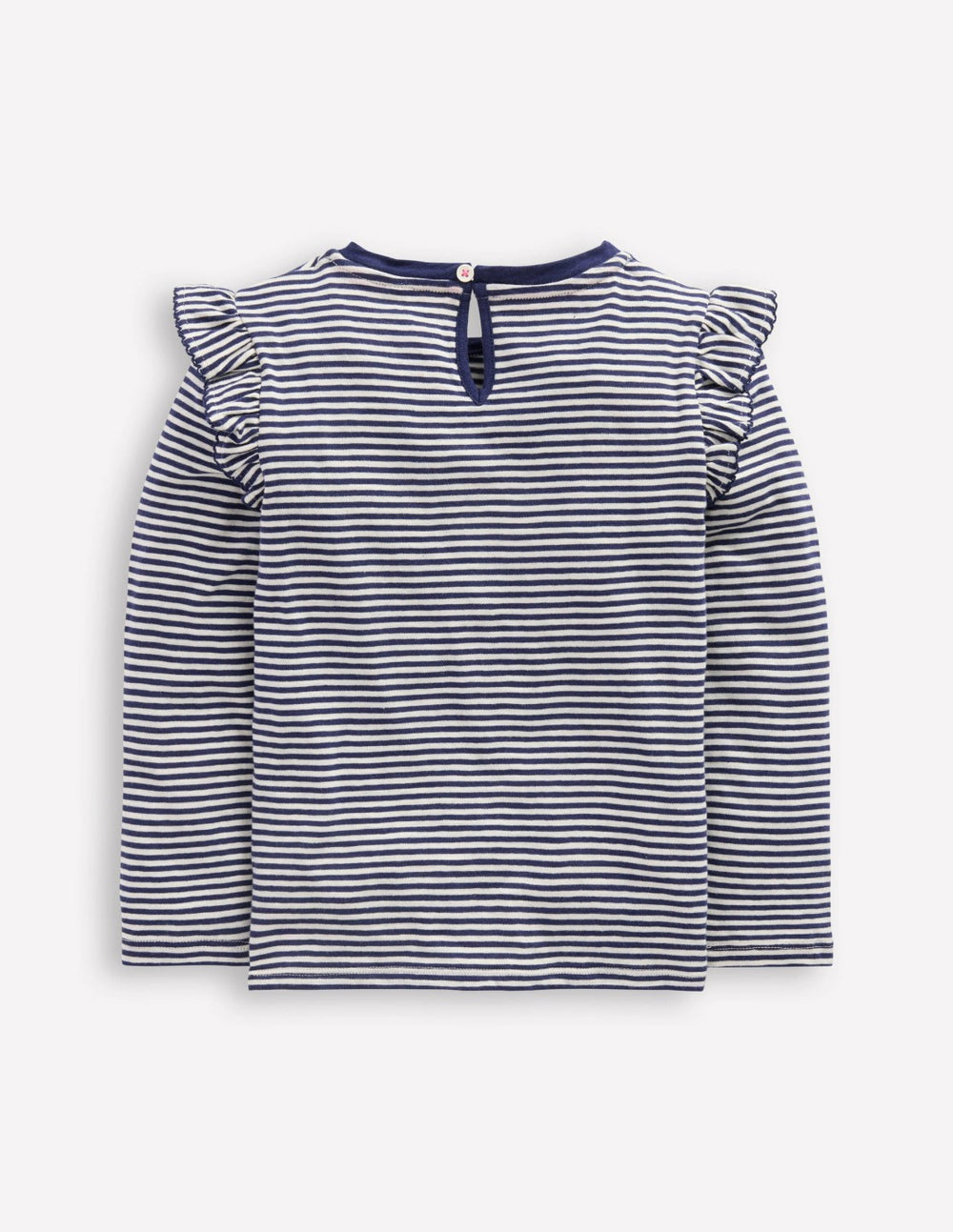 Frill Sleeve Slub Top-Soft Ivory/College Navy / Boden
