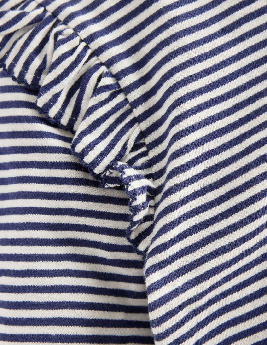 Frill Sleeve Slub Top-Soft Ivory/College Navy / Boden