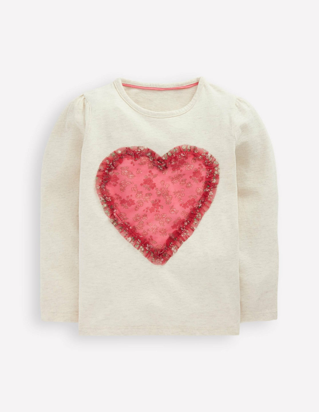 Puff Sleeve Appliqué T-shirt-Ruffle Heart / Boden Online