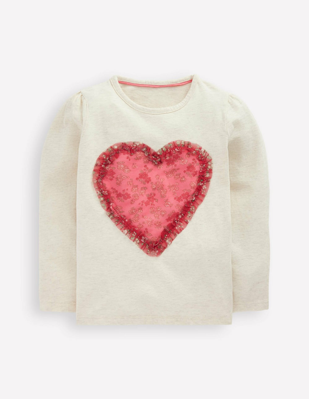 Puff Sleeve Appliqué T-shirt-Ruffle Heart / Boden Online