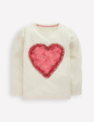 Puff Sleeve Appliqué T-shirt-Ruffle Heart / Boden Online