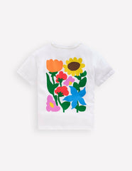 Short Sleeve Printed T-Shirt-White Flowers / Boden Outlet